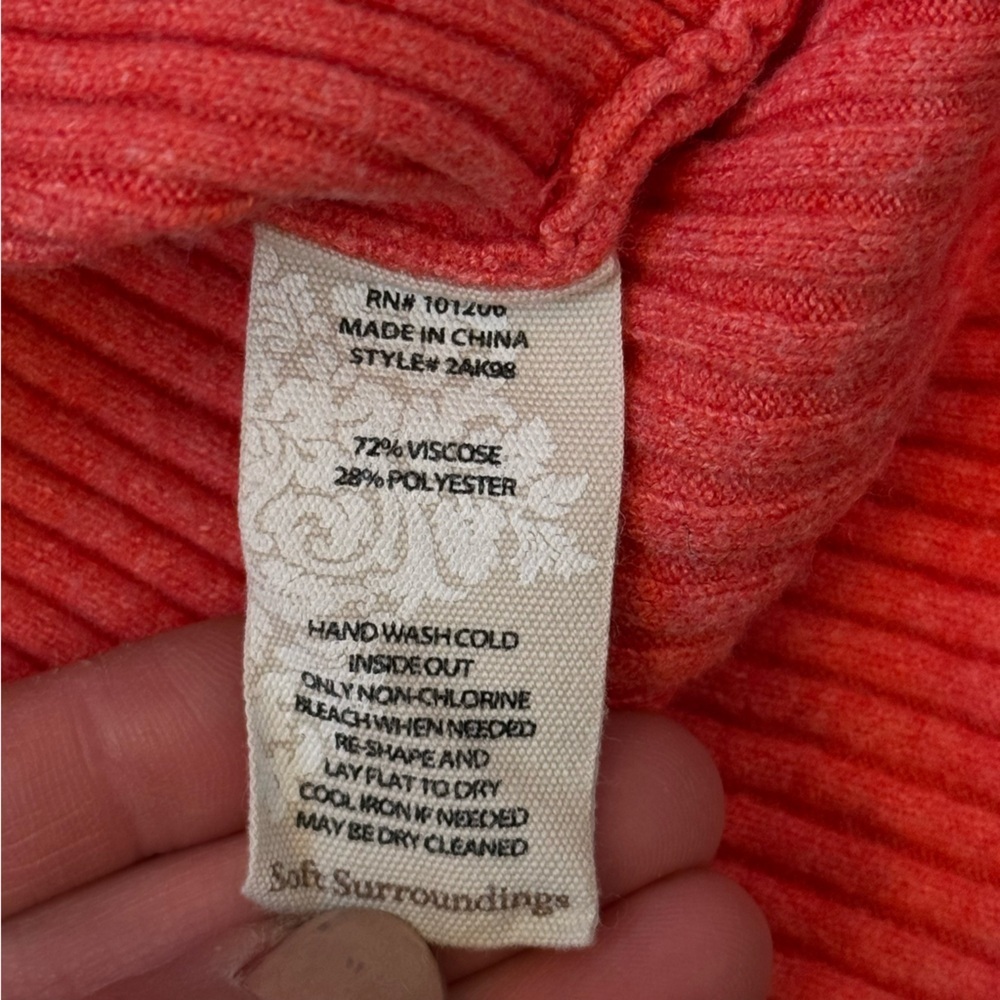 Soft Surroundings Red Ribbed Wrap Sweater Women’s Size Small - Picture 10 of 13
